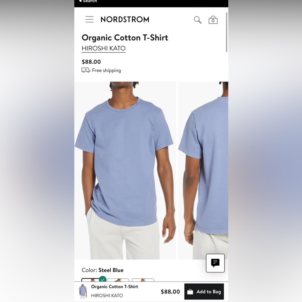 HIROSHI KATO Organic Cotton T-Shirt in Steel Blue